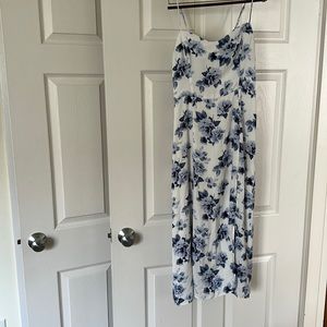 Abercrombie & Fitch White Midi Dress with Blue Floral Print
